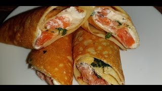 Блинчики с лососем и сливочным сыром!!! Идеальная закуска!!!