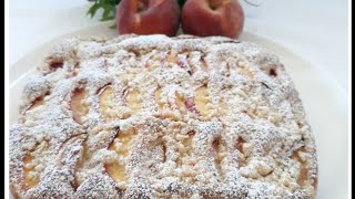 Torta di Pesche con crumble-كيكة الخوخ بطبقة الكرمبل مميزة رائعة الذوق مقرمشة صيفية من اسهل ما يكون