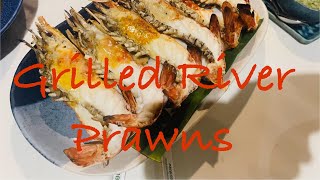 GRILLED River Prawns @grand chaophaya restaurant Ayutthya Thailand | Thai food