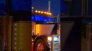 Lit up Peterbilt cattle hauler #diesel #peterbilt