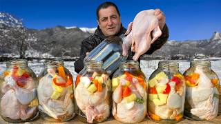 ¡Jugoso Pollo Con Verduras De Montaña En Tarros De Cristal Y Esponjoso Pan Azerbaiyano En El Horno!