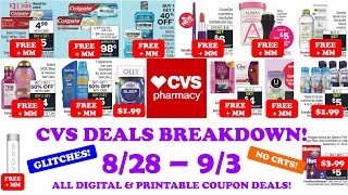 CVS BEST DEALS 8/28-9/3 GLITCHES! NO CRTs! FREE & MONEYMAKERS! #cvs #cvscouponing #cvsdeals