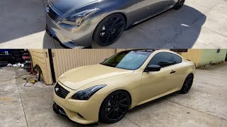 Bagged G37 gets full color change! Sandstorm wrap!