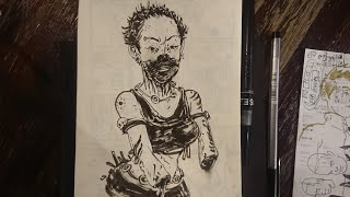 In my Sketchbook tour | #Shorts | Drawing stylized Portrait character Only Brushpen