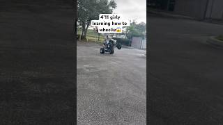 I was so scared but I am￼ definitely getting better 🫣💅🏽 #fypシ゚viral #funny #wheelie #quad #girls