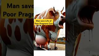 Man save Life of Poor Pragnent Cow #cowlover #cow #rescue #animals #animalrescue #shorts