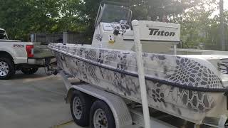 Kryptek camo boat wrap Louisiana Mississippi wraps #boatwrapping,#3Mcertifiedwraps