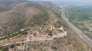 El castillo de Bairen y las huertas de Gandía (Valencia) a vista de Dron