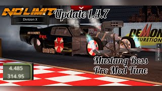 No Limit Drag Racing 2.0: Division X Mustang Boss Pro Mod 4.4 Second Tune (Update 1.4.7)