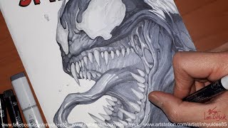 【MARVEL】 Venom headshot Inks work by.InHyuk Lee (마블 베놈 잉크/스피드페인팅 by.이인혁)