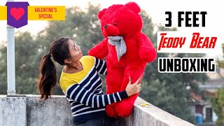 3 Feet Red Teddy Unboxing | UNBOXING OF 3 FEET TEDDY BEAR |  VALENTINE GIANT TEDDY BEAR UNBOXING