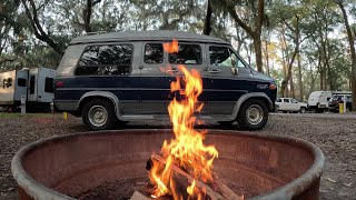 East Coast Solo Camping in 1989 G20 Chevy Van. Day 2. Cold!