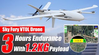 YANGDA Sky Fury Electric VTOL drone long endurance demo: 3 hours with 1.2kg payload