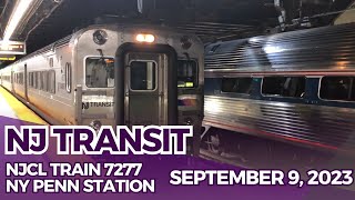 NJT NJCL Train 7277 Departs NY Penn (Comets & ALP 46) - North Jersey Coast Line - Comet V Cab Car