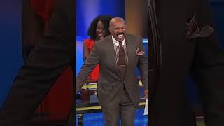 Contestant Tries To Trick Steve Harvey On Family Feud | He Can't Stop His Laughter #shorts