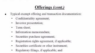 Private Offerings Using Regulation D & Intrastate Exemptions