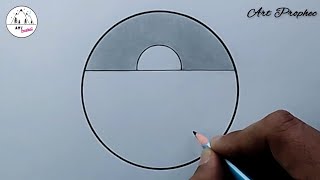 Beautiful Nature Scenery Drawing - Easy Pencil Circle Drawing - Art Prophec Drawing