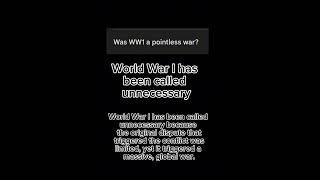 Was WW1 pointless?￼