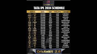 IPL 2024 SCHEDULE🔥 #ipl2024 #viratkohli #rohitsharma #cskvsrcb #msdhoni #cricket #shorts #rcbvscsk