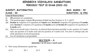 Class 9 Maths Periodic test 2 question paper (2022 - 2023) | Unit test 2 / PT-2