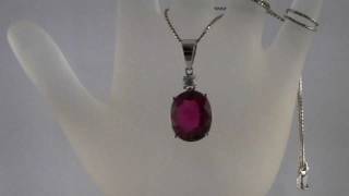 NEW!  9ct Rubelite Tourmaline Diamond 14k white gold pendant w/ chain ebay 113424320401