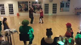 Ms Dallman dancing W/C Swing with Nikolay at Halloween party 2017