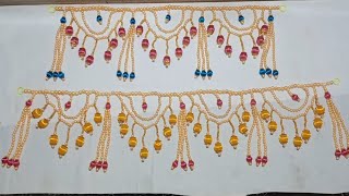 Fancy beads thorana#Home decorative thorana making using beads#Thoranam#color thread balls Thoranam