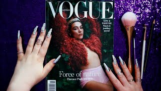 ASMR Vogue Magazine Flip through 📖 Celebrities Face Tracing & Brushing 💋 No Talking