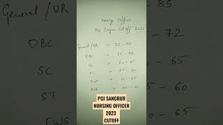 PGI SANGRUR NURSING OFFICER 2023 EXPECTED CUT OFF #youtube #shorts #shortvideo #youtubeshorts