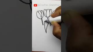 how to draw a tulip flower easy