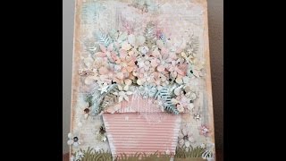 Flower Pot Canvas for Diemond Dies  Mixed Media Process Video 4-9-16