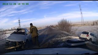 Видео серьезного ДТП в Караганде 26.11.2016 г. (2)