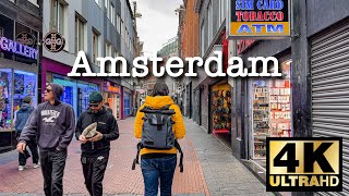 Amsterdam Walk🇳🇱From Centraal Station through the Dam square to Spui | October 2022 [4K 60fps]