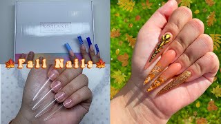 TRYING SAVILAND FALL POLYGEL KIT🍁 LONG STILETTO OMBRE NAILS! Nail Tutorial For Beginners