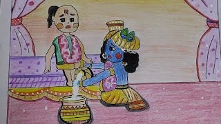 Krishna drawing with  sudama || Pencil Color drawing || #CrafterIshika #shorts #viral