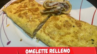 OMELETTE RELLENO DE JAMÓN Y CHAMPIÑONES/ Receta fácil.