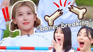 TWICE breaking their backs for a game of limbo for 6 minutes straight