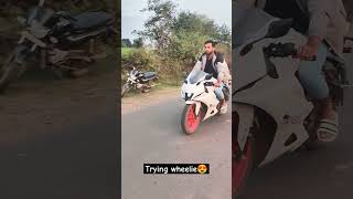 trying wheelie on R15 v4 | R15 v4 wheelie on road