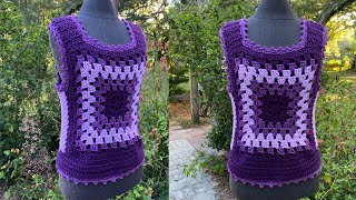 How to Crochet a Granny Square Vest Step by Step Tutorial