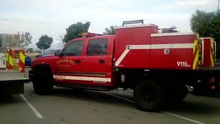 fire rescue trucks, crew member said they are type 4s, of Advanced Fire and Rescue Services