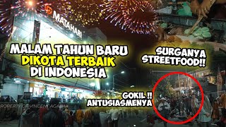 Suasana di Pahlawan Street Center Kota Madiun menyambut Tahun Baru 2023