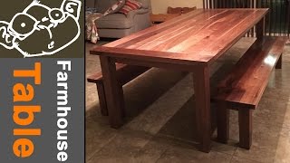 Walnut Farmhouse Table with Breadboard Ends