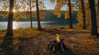 Sounds of the Forest :: Campfire by the lake :: Two hours :: 4k