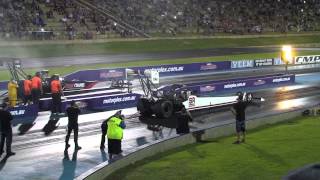 Top Fuel double explosion  Nitro Max Perth Motorplex 11-1-14