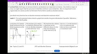 Unit 5: 5.2/5.5 EVT and Absolute Extrema Video 1