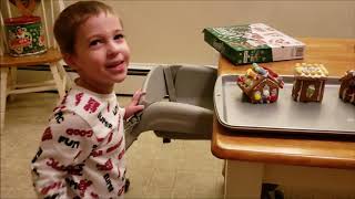 Toddler Gavin Building A Gingerbread Village!