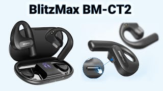 BlitzMax BM-CT2, Open Ear Headphones, Wireless Bluetooth 5.3, Open Ear Earbuds, Enhanced Bass, IPX5