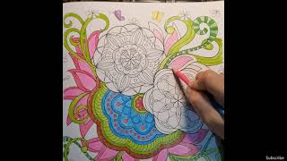 Completing the Mandala Coloring Book | No. 10 | Pastel colors are used in flowers, butterflies