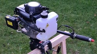 Accensione motore fuoribordo Ozeam 2.5 hp PRO 4 tempi, test accelerazione e acustico