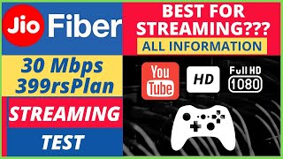 YouTube Streaming test - JIO FIBER 30 Mbps 399 RS plan